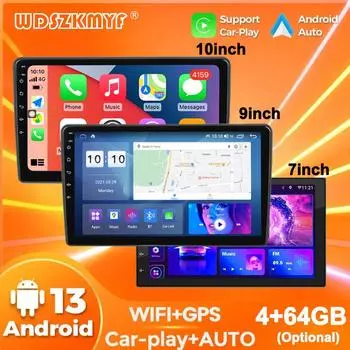Android 13 7/9/10 дюймов Универсальный 2 Din автомобильный радиоприемник Автомобильный радиоприемник 64G Автомагнитола Android GPS BT Центральный Мультимедиа Интеллектуальные автомобильные системы