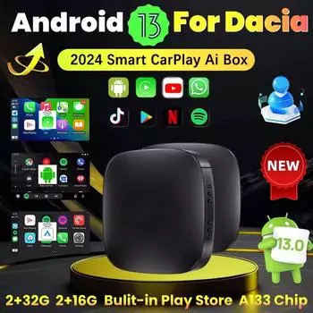 Android 13 AI Box беспроводной адаптер Carplay Android Auto для Netflix Youtube для Dacia Spring Logan Sandero Stepway Duster Jogger