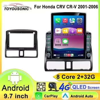 Android 13 Авто Мультимедиа Видео Плеер Для Honda CR-V CRV 2 2001 - 2006 Carplay GPS 2 Din 360 Камера АВТОМОБИЛЬНОЕ Радио Вентилятор Охлаждения QLED 8 core 2GB+32GB