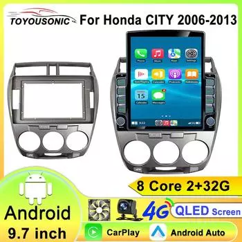 Android 13 Авто Радио Мультимедиа Видео Плеер Для Honda City 2006 - 2013 Навигация GPS Carplay WIFI+4G 360 Камера Головное Устройство 8 core 2GB+32GB