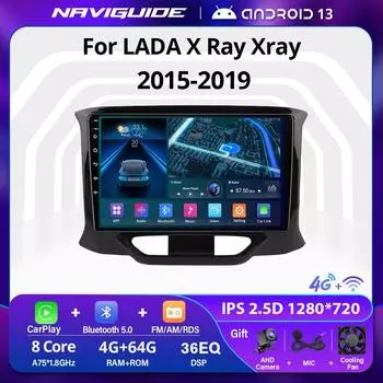 Android 13 Автомагнитола для LADA X Ray Xray 2015 - 2019 Мультимедийный проигрыватель 2 Din Навигация GPS Carplay Автомагнитола Стерео DVD