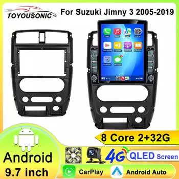 Android 13 Автомобиль для Suzuki Jimny 3 2005-2019 Carplay Авто Радио Стерео Мультимедийный Плеер GPS Навигация DVD НЕТ 2DIN WIFI BT 8 core 2GB+32GB