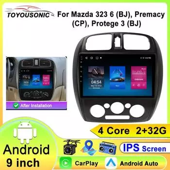 Android 13 Автомобильное радио для Mazda 323 BJ 2000-2003 LHD Видео Мультимедиа Bluetooth Плеер Навигация GPS Carplay Авторадио 4 core 1GB+32GB carplay