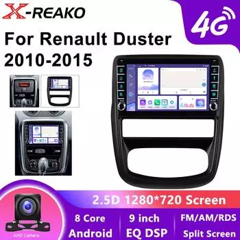 Android 13 Автомобильное радио для Renault Duster 1 2010 - 2015 Мультимедиа Стерео Видео Плеер Carplay Авто Навигация GPS 4G 8Core 360 Камера QLED 8 core 4GB+64GB