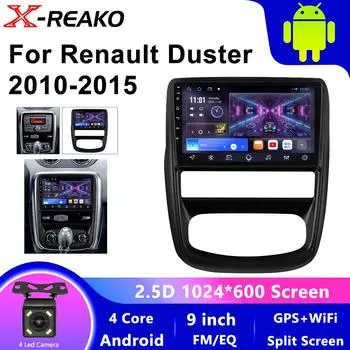 Android 13 Автомобильное радио для Renault Duster 1 2010 - 2015 Мультимедиа Стерео Видео Плеер Carplay Авто Навигация GPS 360 Камера QLED 4 core 1GB+32GB carplay