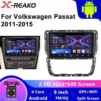 Android 13 Автомобильное радио GPS Видео для Volkswagen VW Passat NMS 2011-2015 Авто Bluetooth CarPlay 2 Din 4 core 1GB+32GB carplay