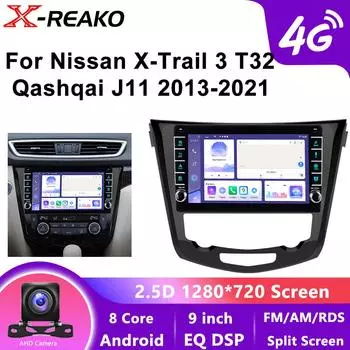 Android 13 Автомобильное радио Мультимедиа для Nissan X-TRAIL X Trail T32 Qashqai 2 J11 2013 - 2017 4G 8Core Автомагнитола 2 Din Carplay GPS БЕЗ DVD 8 core 4GB+64GB