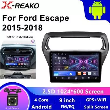 Android 13 автомобильный DVD-радио для Ford Escort 2015-2018 стерео головное устройство мультимедийный плеер GPS навигация без 2din DVD QLED экран HDR 4 core 1GB+32GB carplay