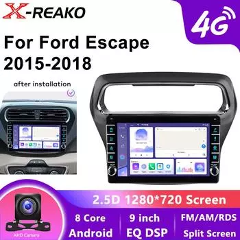 Android 13 автомобильный DVD-радио для Ford Escort 2015-2018 стерео головное устройство мультимедийный плеер GPS 4G 8-ядерный навигатор без 2din DVD QLED экран HDR 8 core 4GB+64GB