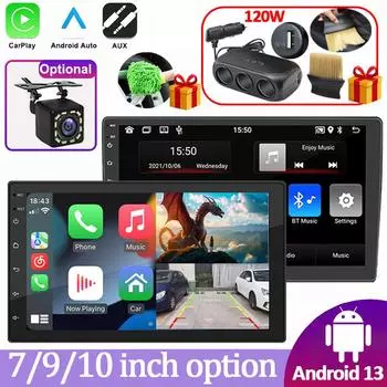 Android 13 Автомобильный Мультимедиа 7/9/10 дюймов Беспроводной Apple Carplay Android Auto 2 Din Стерео Ресивер Автомобильное Радио Камера Заднего Вида