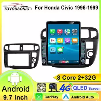 Android 13 автомобильный радиоприемник стерео GPS для Honda Civic Ferio Vi-RS EK3 EK4 1996-1999 CarPlay 4G 8-ядерный динамический экран 8 core 2GB+32GB
