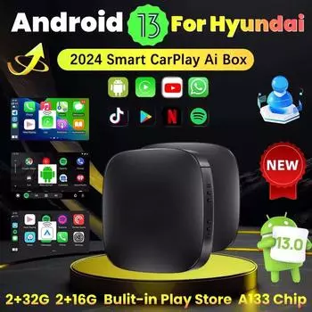 Android 13 Беспроводной Carplay Android Auto для Netflix Youtube для Hyundai SANTA FE TUCSON ELANTRA IONIQ 5 IONIQ 6 KONA NEXO VENUE