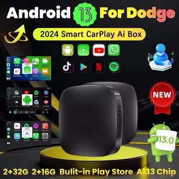 Android 13 Car AI Box беспроводной адаптер Carplay Android Auto для Netflix Youtube для Dodge Ram 1500 2500 Charger Hornet Durang