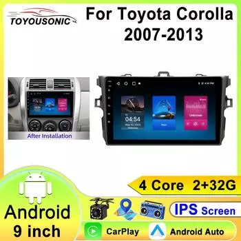 Android 13 Carplay 2din автомобильное радио для Toyota Corolla E140/150 2007 2008 2009 2010 2011 2012 2013 GPS мультимедийный плеер стерео 4 core 1GB+32GB carplay