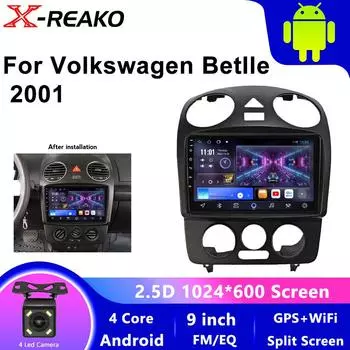Android 13 Carplay Auto для VW Volkswagen Beetle 2000 2001 - 2012 Автомобильный радиоприемник WIFI Плеер Мультимедиа srereo Навигация Видео BT 4 core 1GB+32GB carplay