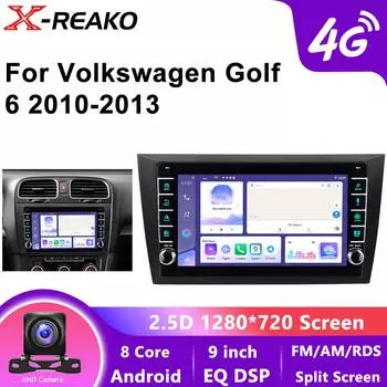 Android 13 Carplay Auto для VW Volkswagen Golf 6 2008 2009 2010 2011 2012 2013 2014-2016 Автомобильный радиоприемник Мультимедиа Стереоплеер 4G 8Core GPS 8 core 4GB+64GB