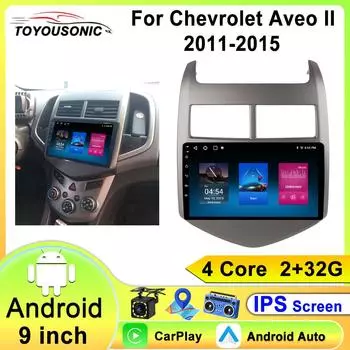 Android 13 CarPlay Авто Автомобильный Радио Мультимедийный Плеер Для Chevrolet Aveo 2 Sonic T300 2011-2015 Навигация GPS 2din Стерео Аудио 4 core 1GB+32GB carplay