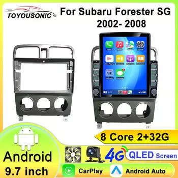 Android 13 Carplay Авто Экран Автомобильный Радио Мультимедийный Плеер Для Subaru Forester SG 2002 - 2008 DSP Автомагнитола Стерео Головное Устройство 8 core 2GB+32GB