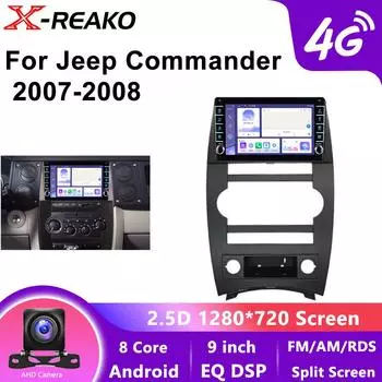 Android 13 CarPlay Автомагнитола для Jeep Cherokee Commander XK 2007 2008 Мультимедиа GPS 4G 8-ядерный плеер Автомагнитола Навигация Стерео DSP 8 core 4GB+64GB