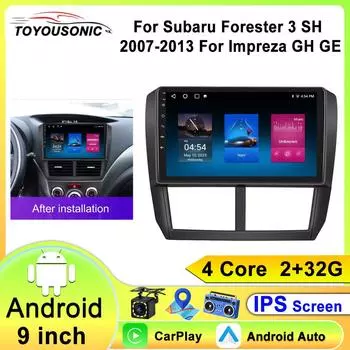 Android 13 Carplay Car Radio для Subaru Forester 3 SH 2007-2013 для Impreza GH GE 2 Din мультимедийный проигрыватель 2 din головное устройство стерео 4 core 1GB+32GB carplay