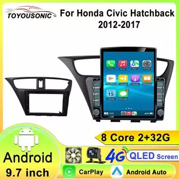 Android 13 для Honda CIVIC Hatchback 2012 2013 2014 2015 -2017 Автомобильный стерео радио Мультимедиа Видеоплеер Навигация GPS 9,7-дюймовый головной блок 8 core 2GB+32GB