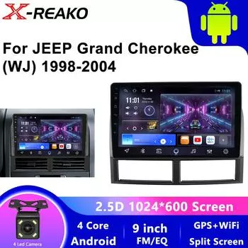 Android 13 для Jeep Grand Cherokee II WJ 1998 - 2004 Видео Carplay Радио Мультимедиа DVD GPS BT 2din Стерео WIFI QLED Экран 4 core 1GB+32GB carplay
