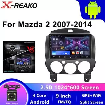 Android 13 для MAZDA 2 2007 2008 2009 2010 2011-2014 Автомобильный радиоприемник Мультимедийный проигрыватель WIFI Carplay GPS navi Стерео Головное устройство 4 core 1GB+32GB carplay