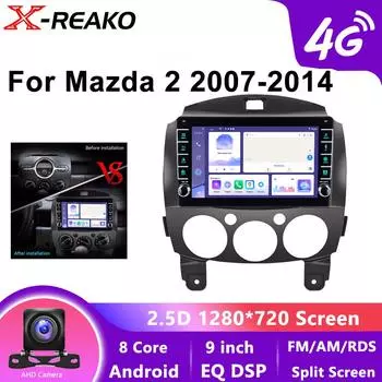 Android 13 для MAZDA 2 2007 2008 2009 2010 2011-2014 Автомобильный радиоприемник Мультимедийный проигрыватель WIFI 4G 8Core Carplay GPS navi Стерео Головное Устройство 8 core 4GB+64GB