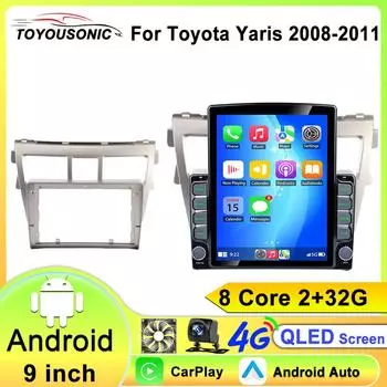 Android 13 Радио для Toyota VIOS Yaris 2007 2008 2009 2010-2012 Автомобильный стерео Мультимедийный проигрыватель Carplay Авто GPS навигация 2DIN 8 core 2GB+32GB