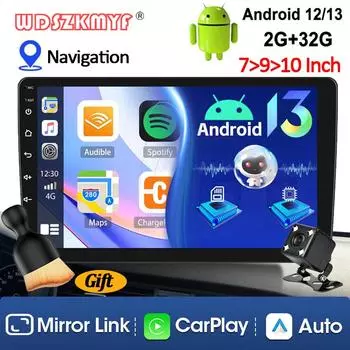 Android 13 Wireless Carplay Android Auto 7/9/10-дюймовый автомобильный мультимедийный проигрыватель 2 Din стереоресивер камера заднего вида автомобильные аксессуары
