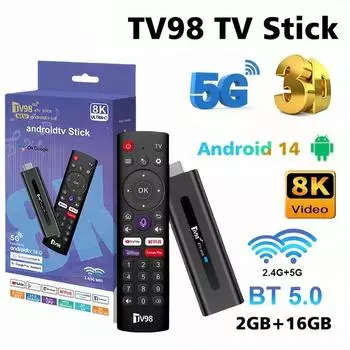 Android 14.0 TV Stick TV98 ATV 8K Smart TV Stick Allwinner H313 2.4G 5G Wifi Bluetooth 5.0 сетевой медиаплеер для Google YouTube NETFLIX