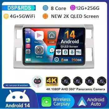 Android 14 Auto Carplay автомобильное радио для Toyota Previa 3 III XR50 Estima 2006-2019 Мультимедиа Navi GPS плеер стерео головное устройство DSP