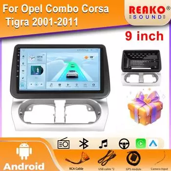 Android 14 Автомобильный радиоприемник Мультимедиа Стерео для Opel Combo Corsa Tigra 2001-2011 Авторадио 2Din CarPlay GPS-навигация 4 core 2GB+32GB carplay