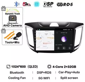 Android 14 Carplay Автомагнитола Радио Для hyundai Creta ix25 2015 2016 2017 2018 2019 2din Мультимедиа Видеоплеер GPS Головное устройство