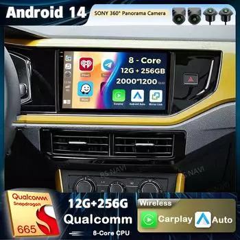 Android 14 Carplay Car Radio для Volkswagen Jetta 7 2018 - 2022 Мультимедийный видеоплеер Навигация GPS Стерео 2Din DVD Головное устройство