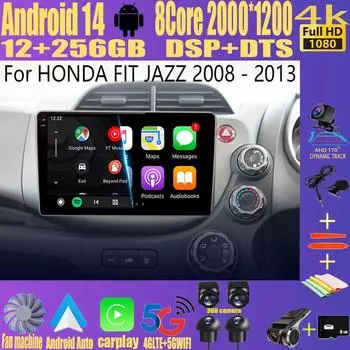 Android 14 Видеоплеер Автомобильный Радиоприемник Для Honda Fit Jazz 2007 - 2013 Мультимедийное Зеркальное Подключение Разделенный Экран NAVI Головное Устройство 2 Din CHINA