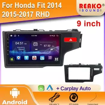 Android 2K автомобильное радио для Honda Fit 2014 2015-2017 RHD Bluetooth мультимедийный видеоплеер 4G GPS Carplay стерео автомагнитола 4 core 1GB+32GB carplay