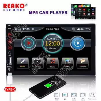 Android Auto 1 Din Автомобильный радиоприемник Carplay Мультимедийный плеер 7-дюймовый HD сенсорный экран FM AUX вход Bluetooth MirrorLink Универсальное авторадио no carplay