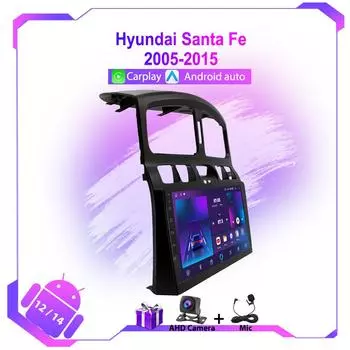 Android Auto Car Radio для Hyundai Santa Fe 2005-2015 Навигация GPS Мультимедиа Видео Плеер Головное Устройство Беспроводной Carplay Стерео