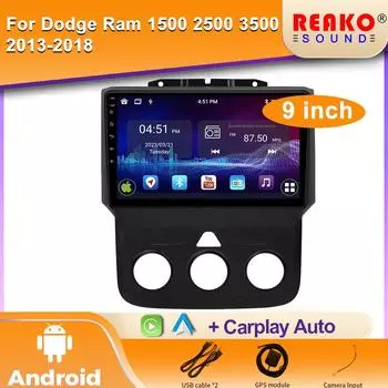 Android Auto Car radio GPS Stereo для Dodge Ram 1500 2500 3500 2013-2018 Мультимедийный Видеоплеер Руководство AC Carplay HeadUnit 4 core 1GB+32GB carplay