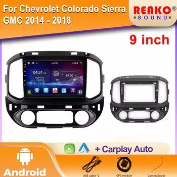 Android Auto для Chevrolet Colorado Sierra GMC 2014 - 2018 Автомобильный радиоприемник GPS-навигатор Мультимедийный проигрыватель Головное устройство IPS 2din DVD 4 core 1GB+32GB carplay