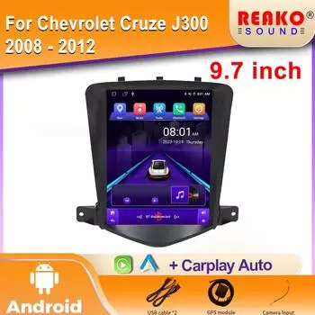 Android Auto для Chevrolet Cruze J300 2008 - 2012 Автомобильный радиоприемник Головное устройство Мультимедиа Видеоплеер GPS Навигация 5G WIFI Нет 2din DVD 4 core 2GB+32GB carplay