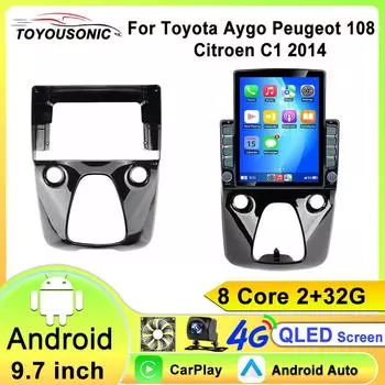 Android Auto для Peugeot 108 для Toyota Aygo B40 2014 - 2021 Автомобильный Радио Мультимедиа Видео Плеер GPS Навигация WIFI Инструменты 8 core 2GB+32GB