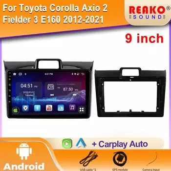 Android Auto для Toyota Corolla Axio 2 Fielder 3 E160 2012 - 2021 Автомобильный стереоплеер с мультимедийной навигацией GPS и беспроводной системой Carplay 4 core 1GB+32GB carplay