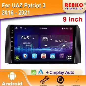 Android Auto для УАЗ Патриот 3 2016 - 2021 Автомобильный Радио Мультимедиа Видеоплеер GPS Навигация BT 4G WIFI HDR IPS Экран 2Din 4 core 1GB+32GB carplay