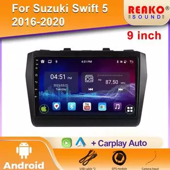 Android Авто Радио Стерео Автомобильный Плеер Для Suzuki Swift 5 2016-2020 Carplay 2din DVD Навигация Мультимедиа GPS IPS Экран 4 core 1GB+32GB carplay