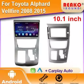 Android автомагнитола для Toyota Alphard Vellfire 2008 2015 GPS навигация видео Мультимедийный проигрыватель магнитофон carplay 4 core 1GB+32GB carplay