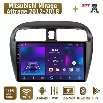 Android автомобильное радио для Mitsubishi Mirage Attrage 2012-2018 мультимедийный проигрыватель головное устройство стерео GPS навигация BT WIFI 1+16 ГБ 1+16GB