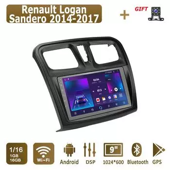 Android автомобильное радио для Renault Logan Sandero 2014-2017 мультимедийный проигрыватель головное устройство стерео GPS навигация BT WIFI 1+16 ГБ 1+16GB