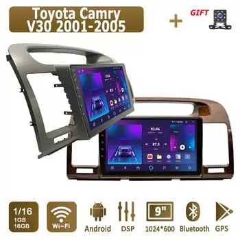 Android автомобильное радио для Toyota Camry V30 2001-2005 мультимедийный проигрыватель головное устройство стерео GPS навигация BT WIFI 1+16 ГБ 1+16GB серый